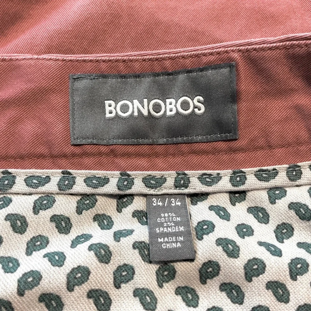 Bonobos Men's 34x34 Slim Fit Chinos Salmon Cotton Flat Front Pants‎